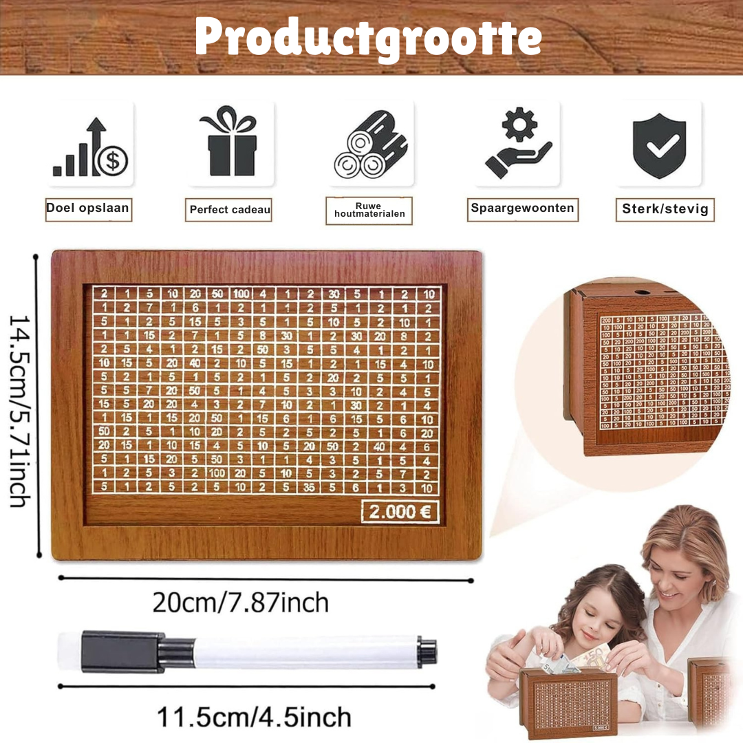 Houten Spaarpot Spaaruitdaging